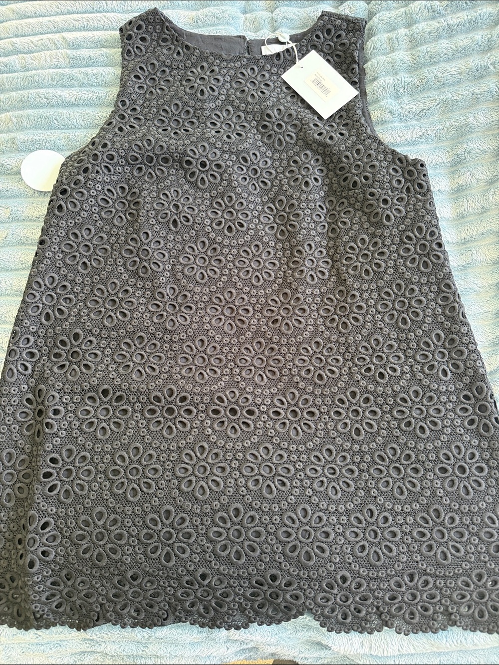 Hill House black floral eyelet mini dress